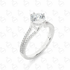 Round Brilliant Cut Split Shank Moissanite Ring for Women