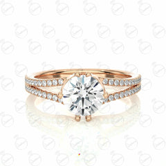 Round Brilliant Cut Split Shank Moissanite Ring for Women