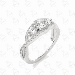 Round Brilliant Cut Twisted Moissanite Ring for Women