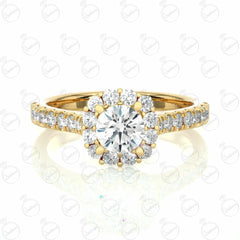 Round Brilliant Cut Halo Moissanite Ring for Women