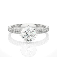 Round Brilliant Cut Solitaire With Accents Moissanite Ring for Women