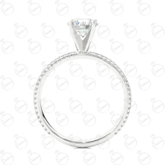 Round Brilliant Cut Solitaire With Accents Moissanite Ring for Women