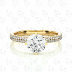 Round Brilliant Cut Solitaire With Accents Moissanite Ring for Women