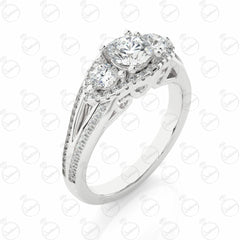 Round Brilliant Cut Split Shank Moissanite Ring for Women