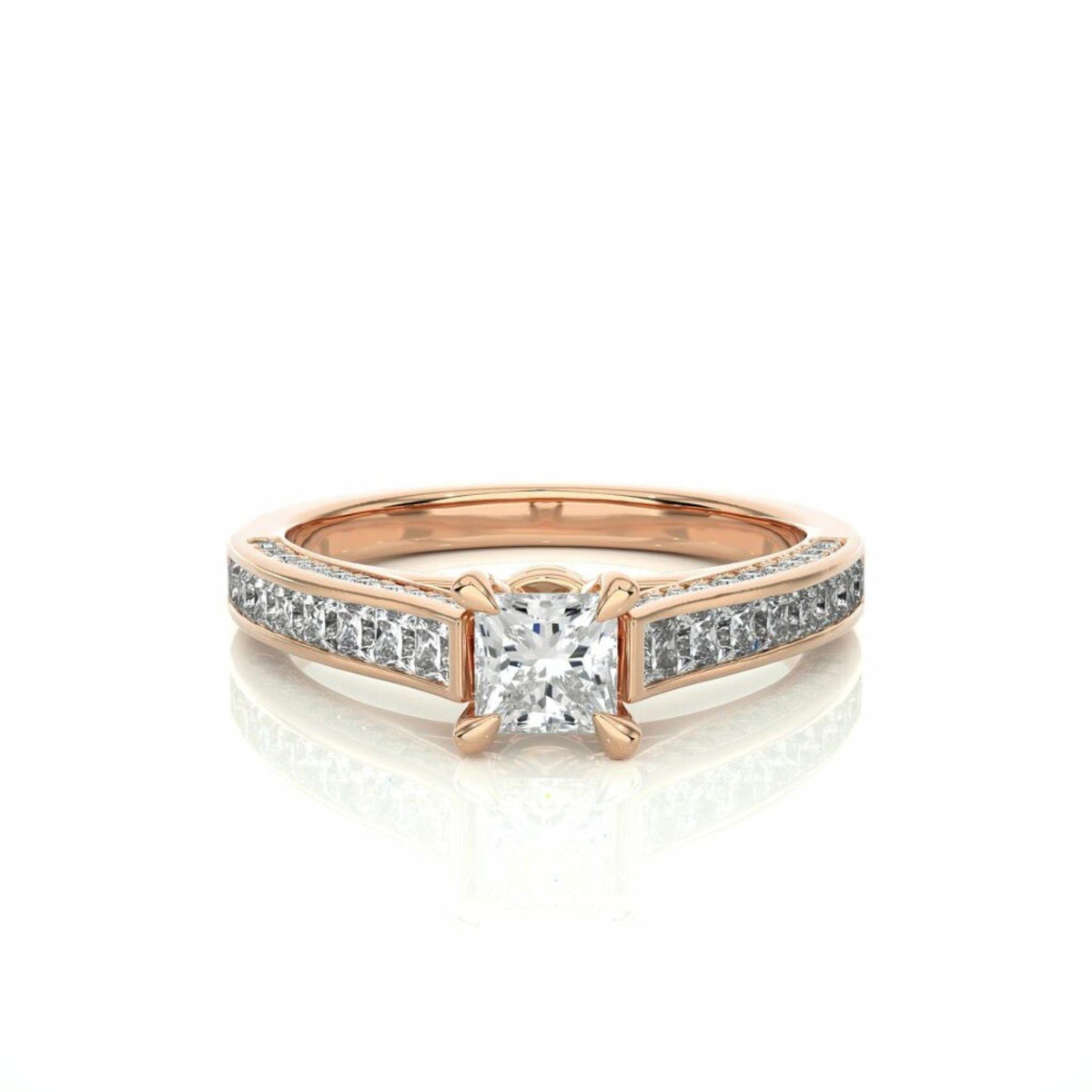 Princess Cut Solitaire With Accents Moissanite Ring for Women