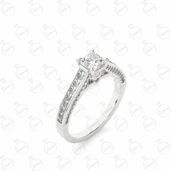 Princess Cut Solitaire With Accents Moissanite Ring for Women