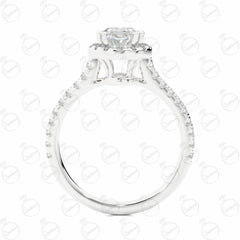 Oval Cut Halo Moissanite Ring for Women