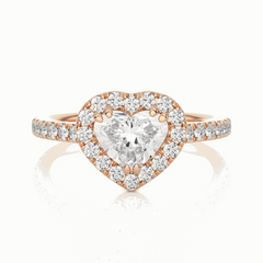 Heart Cut Halo Moissanite Ring for Women