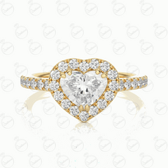 Heart Cut Halo Moissanite Ring for Women