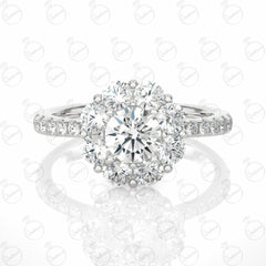 Round Brilliant Cut Halo Moissanite Ring for Women