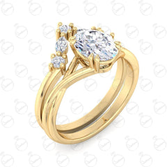 1.20 TCW Oval Cut Bridal Set Moissanite Ring for Women