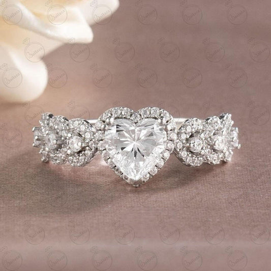 0.60 TCW Heart Cut Unique Moissanite Ring for Women