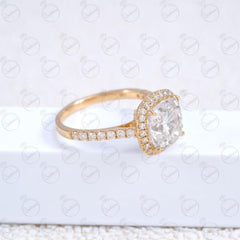 Cushion Cut Halo Moissanite Ring for Women