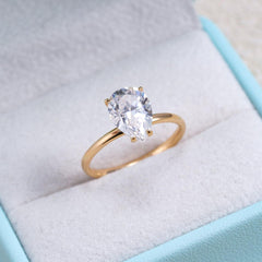 Pear Cut Solitaire Moissanite Ring for Women