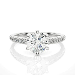 Round Brilliant Cut Solitaire With Accents Moissanite Ring for Women