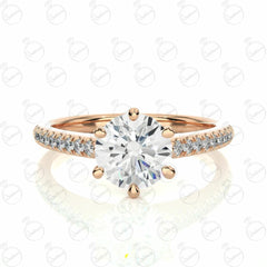 Round Brilliant Cut Solitaire With Accents Moissanite Ring for Women