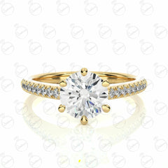 Round Brilliant Cut Solitaire With Accents Moissanite Ring for Women