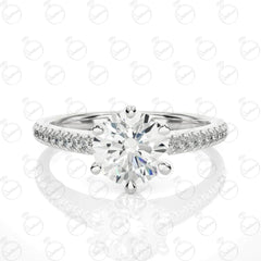 Round Brilliant Cut Solitaire With Accents Moissanite Ring for Women