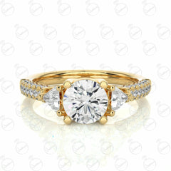 Round Brilliant Cut 3 Stone Moissanite Ring for Women