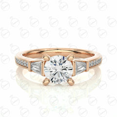 Round Brilliant Cut 3 Stone Moissanite Ring for Women