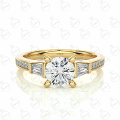 Round Brilliant Cut 3 Stone Moissanite Ring for Women