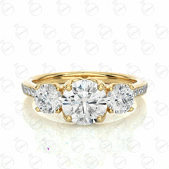 Round Brilliant Cut 3 Stone Moissanite Ring for Women