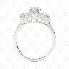 Round Brilliant Cut 3 Stone Moissanite Ring for Women