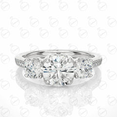 Round Brilliant Cut 3 Stone Moissanite Ring for Women