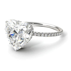 Heart Cut Hidden Halo Moissanite Ring for Women