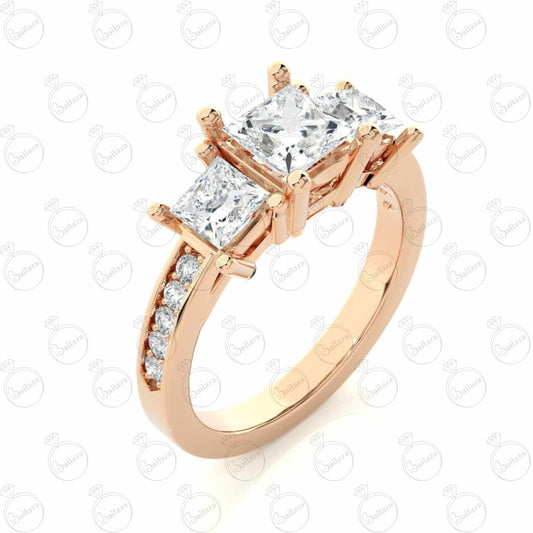 Princess Cut Art Deco Moissanite Ring for Women