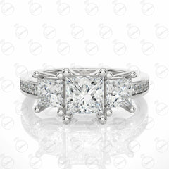 Princess Cut Art Deco Moissanite Ring for Women