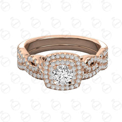 1.00 TCW Round Cut Double Halo Moissanite Ring for Women