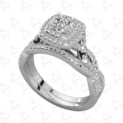 1.00 TCW Round Cut Double Halo Moissanite Ring for Women