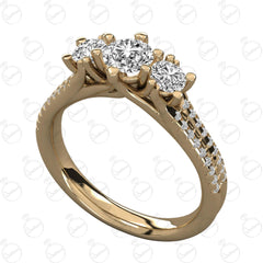 1.00 TCW Round Cut 3 Stone Moissanite Ring for Women