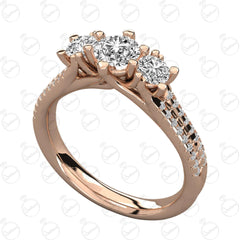 1.00 TCW Round Cut 3 Stone Moissanite Ring for Women