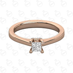 1.20 TCW Princess Cut Hidden Halo Moissanite Ring for Women