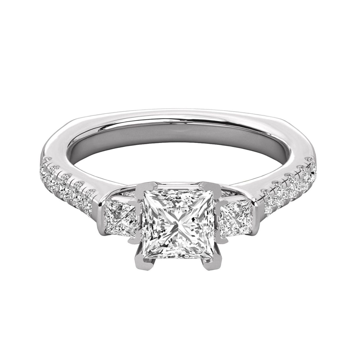 1.20 TCW Princess Cut 3 Stone Moissanite Ring for Women