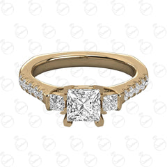 1.20 TCW Princess Cut 3 Stone Moissanite Ring for Women