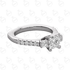 1.20 TCW Princess Cut 3 Stone Moissanite Ring for Women