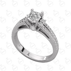 0.90 TCW Princess Cut Solitaire With Accents Moissanite Ring for Women