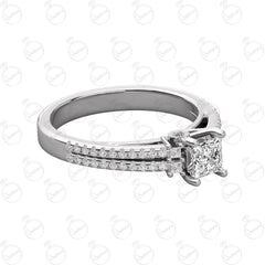 0.90 TCW Princess Cut Solitaire With Accents Moissanite Ring for Women