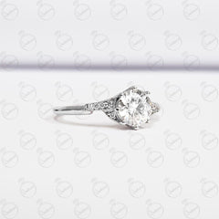 1.00 TCW Round Cut Solitaire With Accents Moissanite Ring for Women