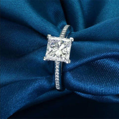 1.50 TCW Princess Cut Solitaire With Accents Moissanite Ring for Women