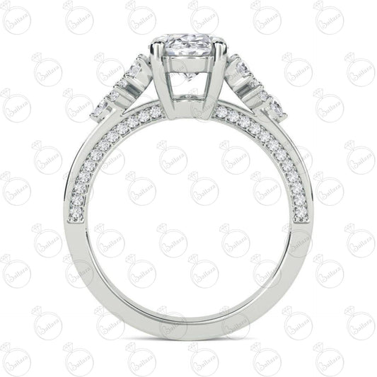 2.15 TCW Oval Cut Solitaire With Accents Moissanite Ring for Women