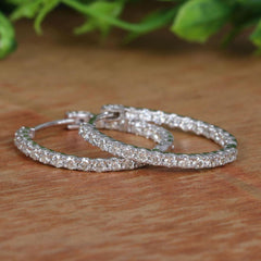 0.80 CTW Round Cut Hoop Lab Grown Diamond Earrings for Women