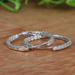 0.80 CTW Round Cut Hoop Lab Grown Diamond Earrings for Women