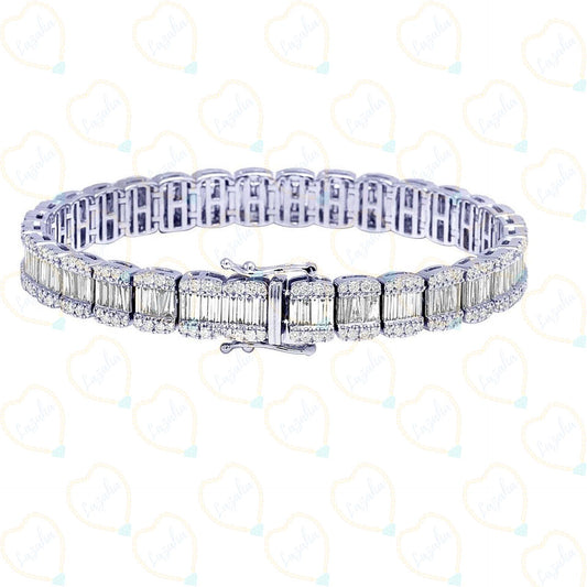 27.00 CTW Baguette Cut Hip Hop Lab Grown Diamond Bracelet for Women