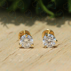 1.00 CTW Round Cut Stud Lab Grown Diamond Earrings for Women