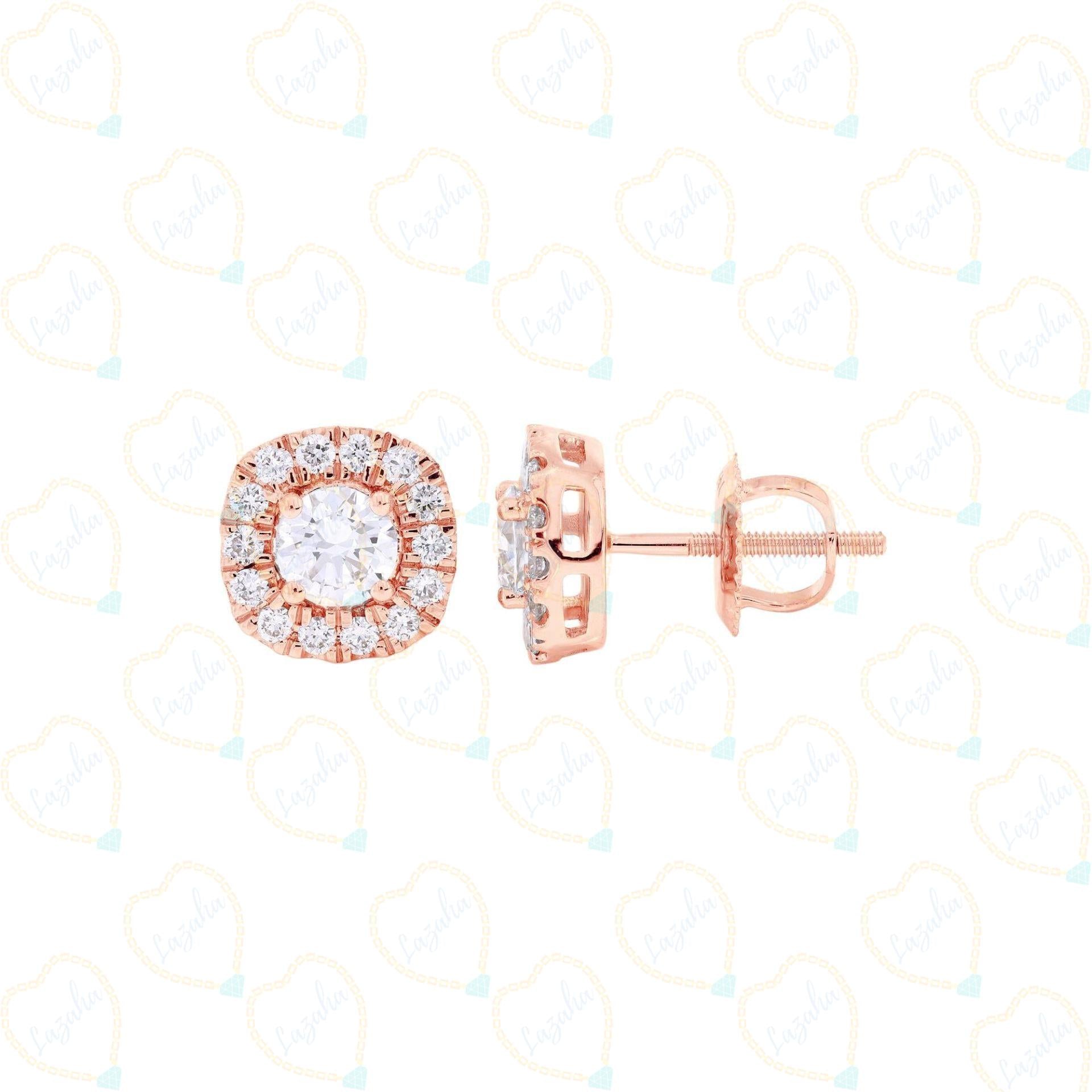 Top view of 0.30 CTW Round Cut Solitaire With Accents Lab Grown Diamond earring, Diamond, Lab Grown Diamond, Solitaire Diamond earring, 0.30 CT Round Cut, Rose Gold earring, best diamond earring