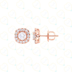 Top view of 0.30 CTW Round Cut Solitaire With Accents Lab Grown Diamond earring, Diamond, Lab Grown Diamond, Solitaire Diamond earring, 0.30 CT Round Cut, Rose Gold earring, best diamond earring